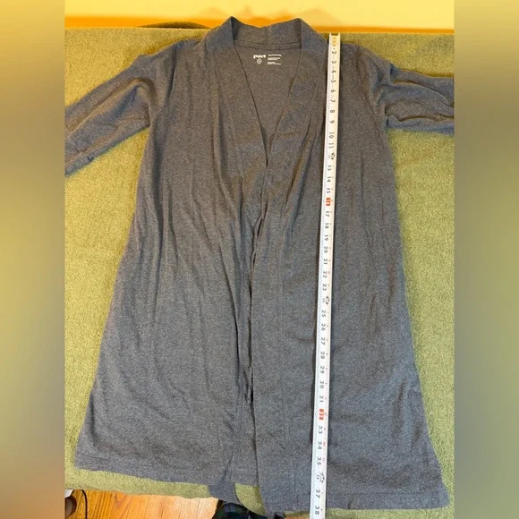 Pact Organic Cotton Bathrobe Gray Tie Waist Medium - Picture 8 of 9